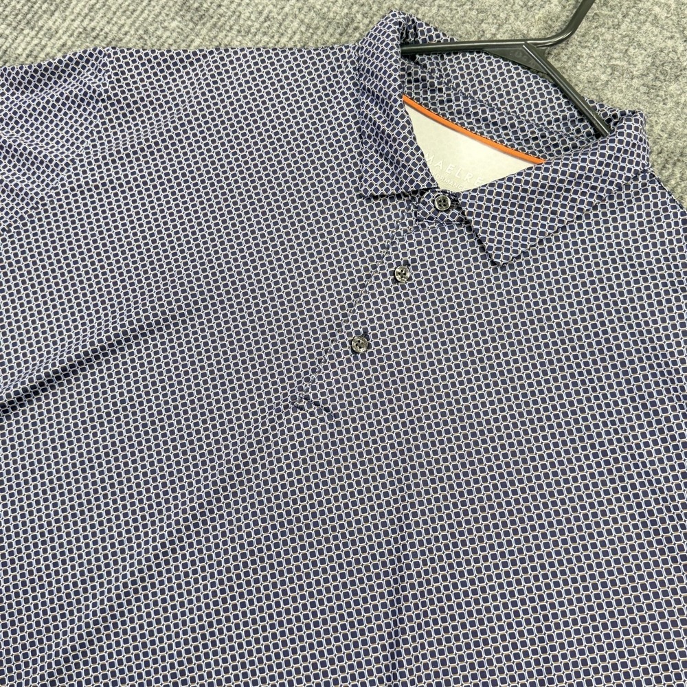 Maelreg Performance Polo Shirt Mens 3XL Blue Geometric Print Golf Stretch Top